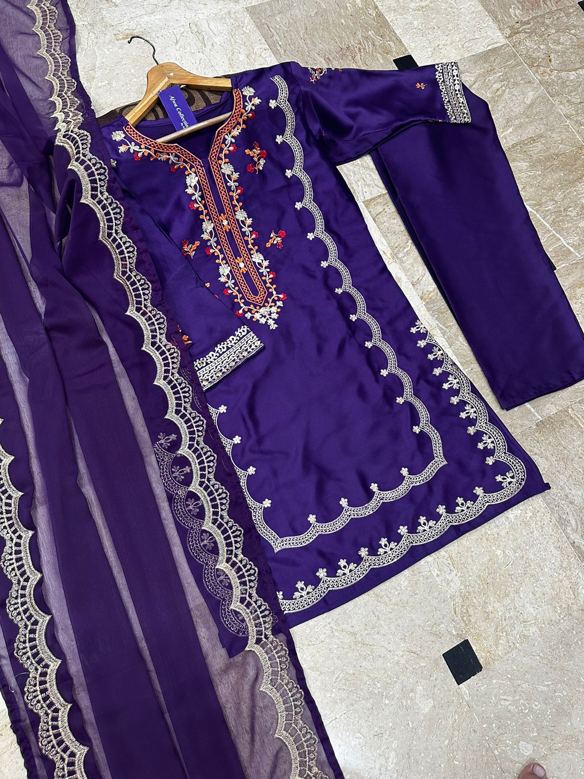 Elegant 3-Piece Embroidered Outfit